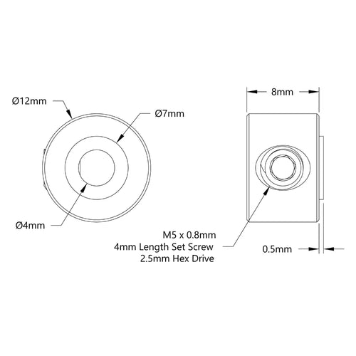 ServoCity 2920 Series Steel Set-Screw Collar (4mm Bore) - 2 Pack