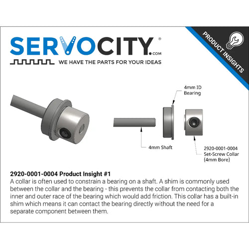 ServoCity 2920 Series Steel Set-Screw Collar (4mm Bore) - 2 Pack