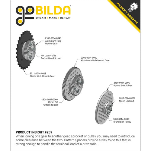 ServoCity 3400 Series Hub Mount Round Belt Pulley (14mm Bore, 96mm PD)