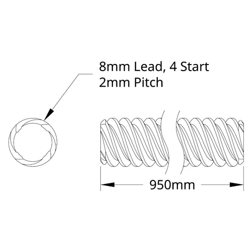 ServoCity 3501 Series Lead Screw (8mm Lead, 4 Start, 950mm Length)