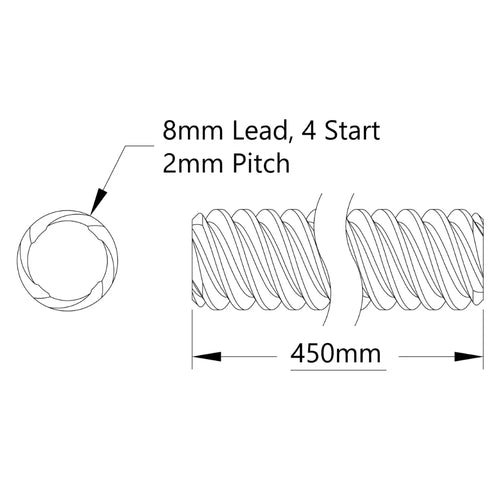 ServoCity 3501 Series Lead Screw (8mm Lead, 4 Start, 450mm Length)