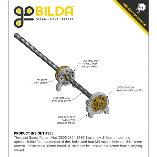 ServoCity 3501 Series Lead Screw (8mm Lead, 4 Start, 400mm Length)
