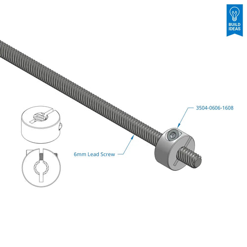 ServoCity 3504 Series Lead Screw Clamping Collar (6mm Lead, 6 Start, 16mm OD, 8mm Length)