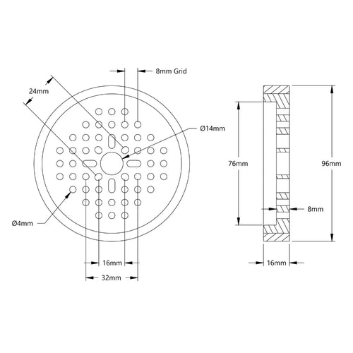 ServoCity 3612 Series Thin Rhino Wheel (14mm Bore, 96mm Diameter)