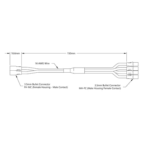 ServoCity 3.5mm Bullet Y-Harness (Single FH-MC to Dual MH-FC, 150mm Length)