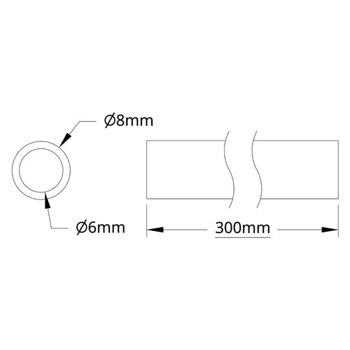 ServoCity 4100 Series Aluminum Tube (6mm ID x 8mm OD, 300mm Length)