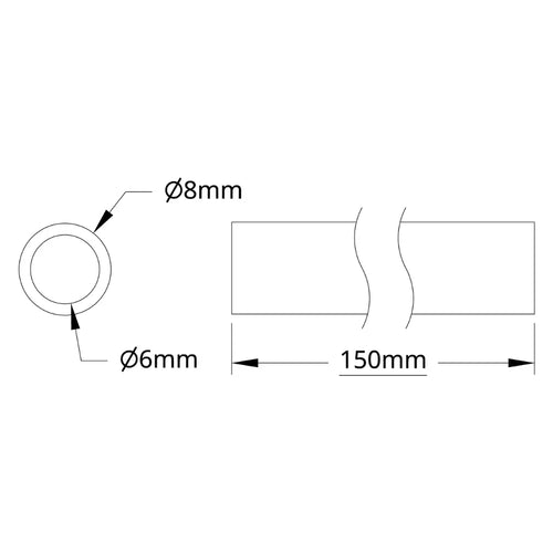 ServoCity 4100 Series Tube (6mm ID x 8mm OD, 150mm Length)