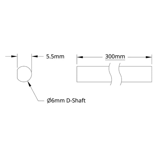 ServoCity 6mm D-Shaft (Stainless Steel, 300mm Length)