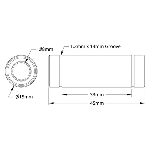 ServoCity 8mm ID Linear Ball Bearing (15mm OD, 45mm Length) - 2 Pack