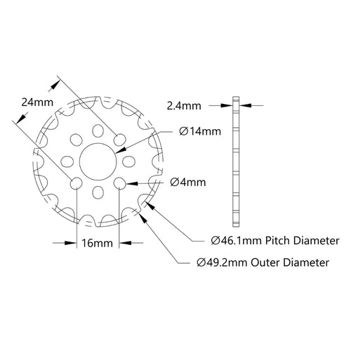 ServoCity 8mm Pitch Acetal Hub-Mount Sprocket (14mm Bore, 18 Tooth)