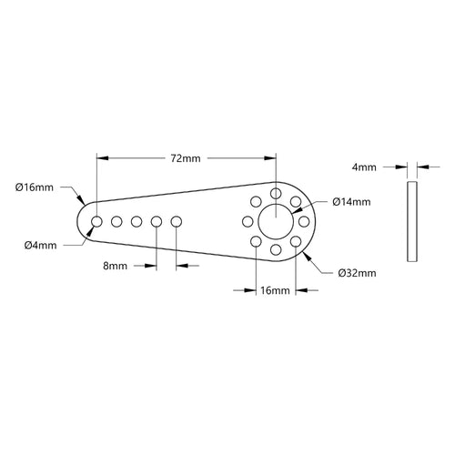 ServoCity Hub-Mount Control Arm (14mm Bore, 72mm Length)