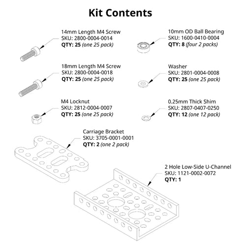 ServoCity Ball Bearing Carriage for 1121 Series Low-Side U-Channel