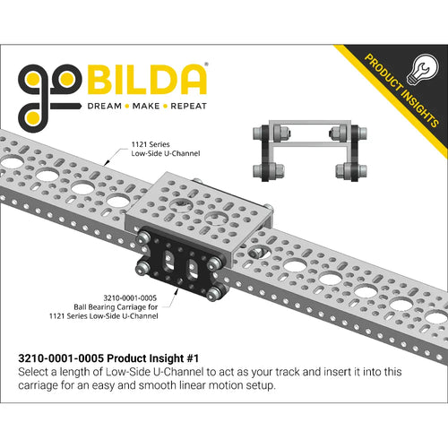 ServoCity Ball Bearing Carriage for 1121 Series Low-Side U-Channel