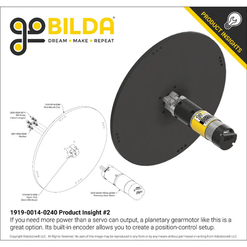 ServoCity Plastic Hub-Mount Disc (14mm Bore, 240mm Diameter)