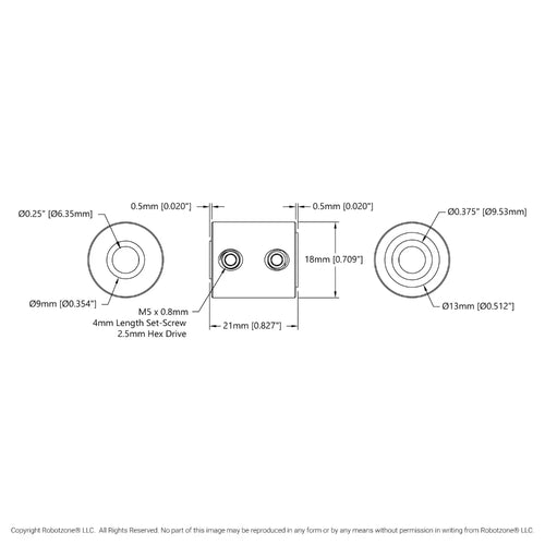 ServoCity Set-Screw Shaft Coupler (1/4" Round Bore to 3/8" Round Bore)