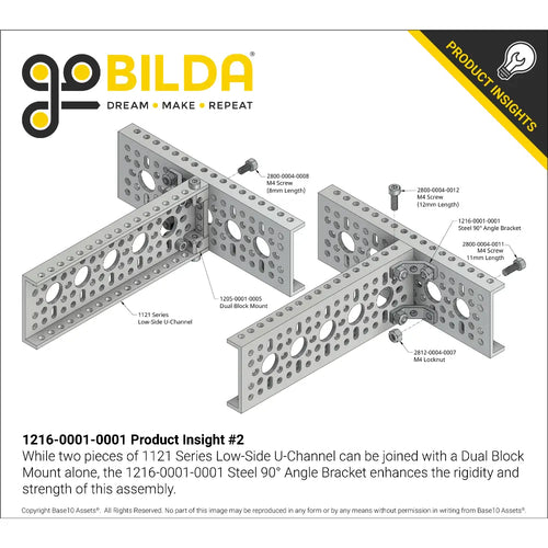 ServoCity Steel 90 Degree Angle Bracket (1-1) - 4 Pack