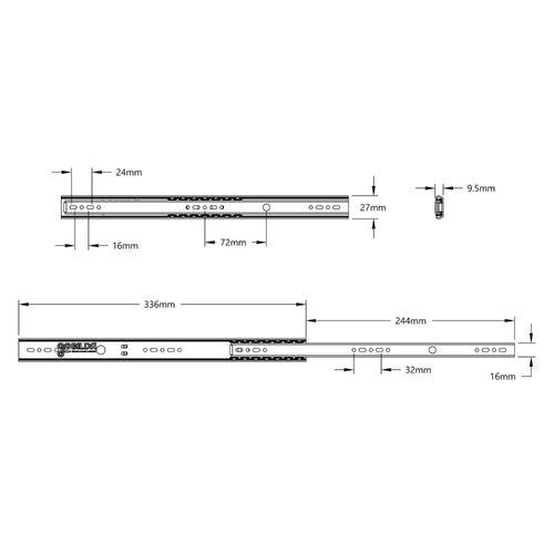 ServoCity Steel Viper-Slide (14-Ball Carriage, 336mm Length, 244mm Travel)