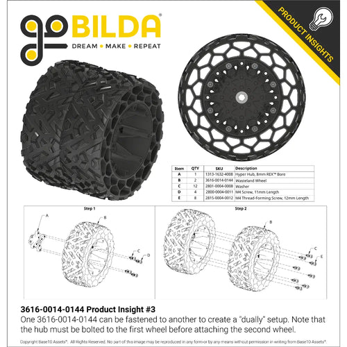 ServoCity Wasteland Wheel (144mm Diameter, 52mm Width)