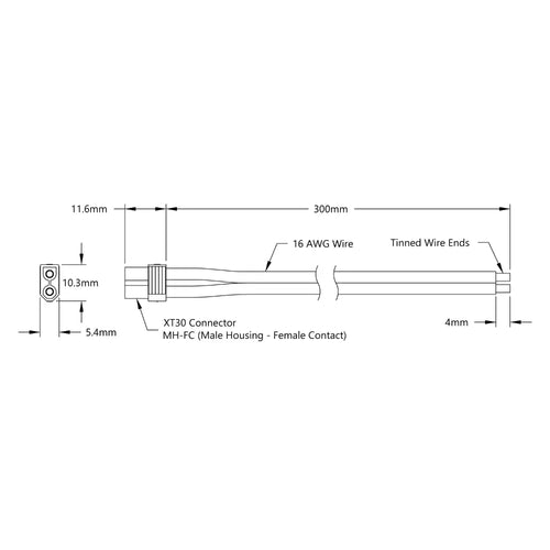 ServoCity XT30 Lead (MH-FC, 300mm Length)