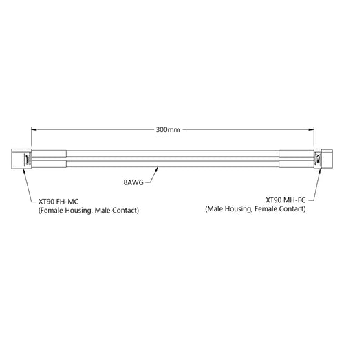 ServoCity XT90 Extension (FH-MC to MH-FC, 300mm Length)