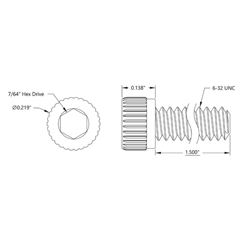 ServoCity Zinc-Plated Steel Socket Head Screw (6-32 UNC, 1-1/2 Length) - 25 Pack