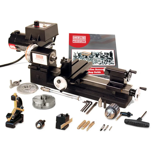 Sherline Manual 8-Inch Tabletop Lathe with Zero Adjustable Handwheels Package B (Inch) (EU)