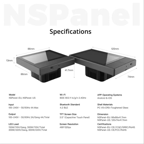 SONOFF NSPanel Smart Scene Wall Switch (86/EU Type, 2pcs - Dim Gray)