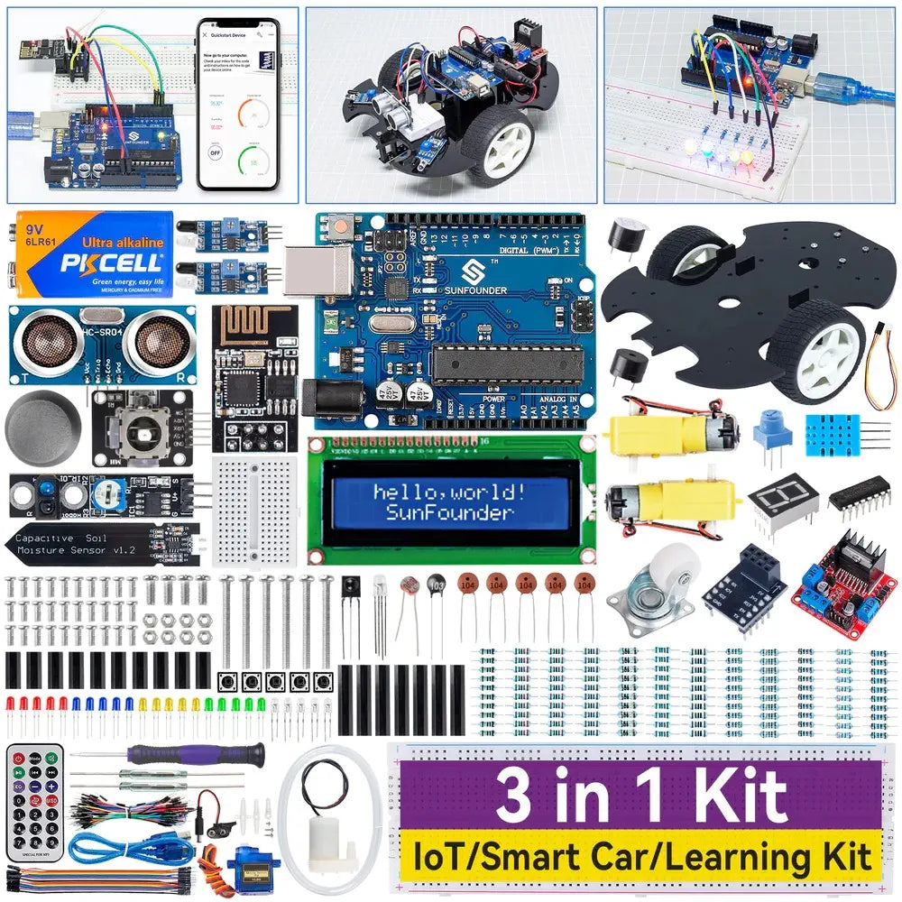 SunFounder 3-in-1 Starter Kit for Arduino Uno (Intermediate Level