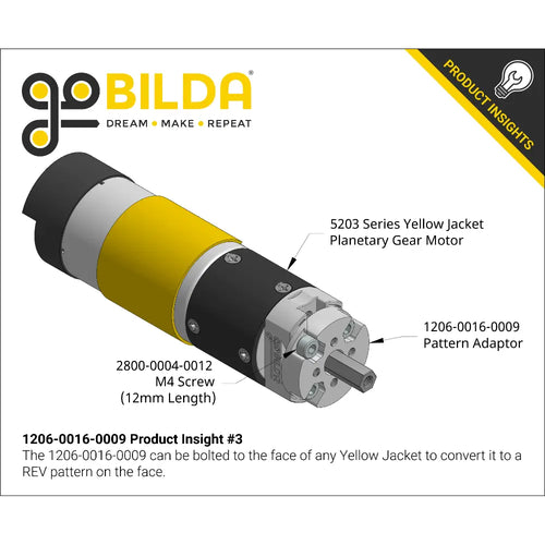 Threaded REV to Thru-Hole goBILDA Pattern Adaptor (16-9)