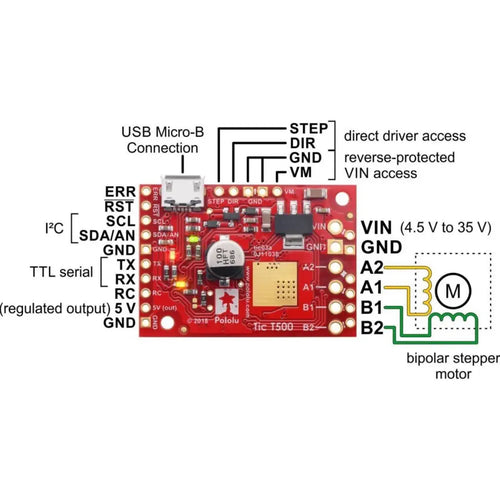 Pololu Tic T500 USB Multi-Interface Stepper Motor Controller