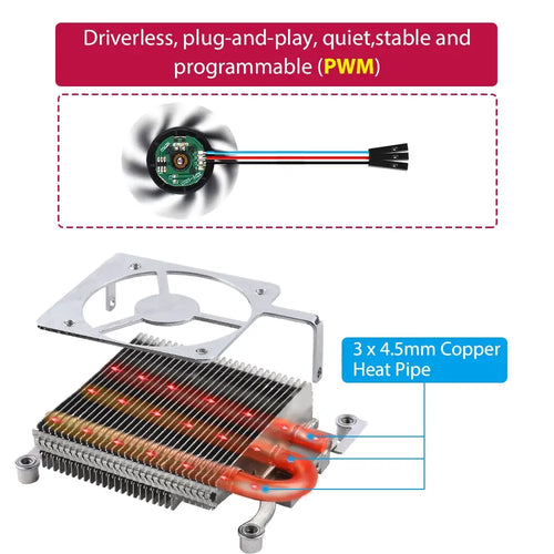 52Pi Ultra Thin Ice Tower Cooling Fan for Raspberry Pi 4 Model B CPU Fan