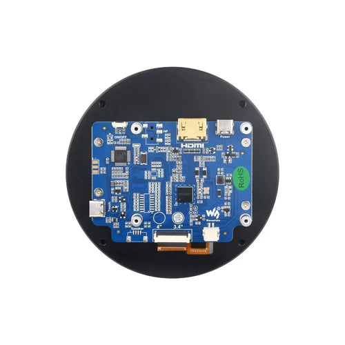 Waveshare 3.4" HDMI Round Touch Display, 800 × 800, IPS, 10-Point Touch, Round LCD