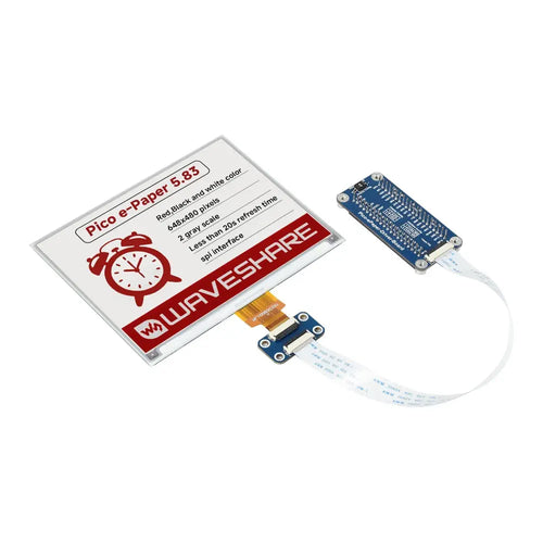 Waveshare 5.83" E-Paper E-Ink Display Module (B) for Raspberry Pi Pico, 648×480, Red / Black / White, SPI