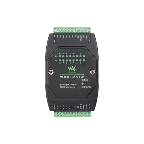 Waveshare Industrial 8-Ch Digital Input & Output Module, DC 7~36V Wide Voltage Power Supply, Modbus RTU Protocol