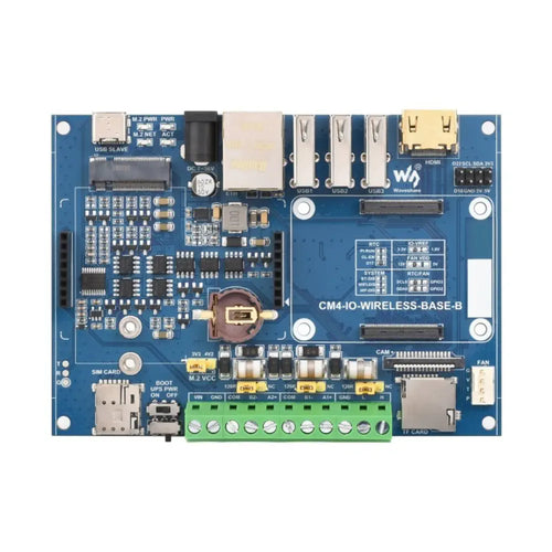 Waveshare Industrial IoT 5G/4G Wireless Expansion Module for Raspberry Pi CM4 w/ UPS Module, Onboard M.2 Slot