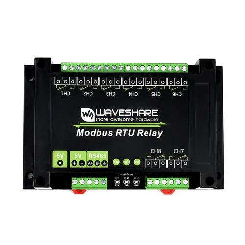 Waveshare Industrial Modbus RTU 8-Ch Relay Module w/ RS485 Interface, 5V Power Supply