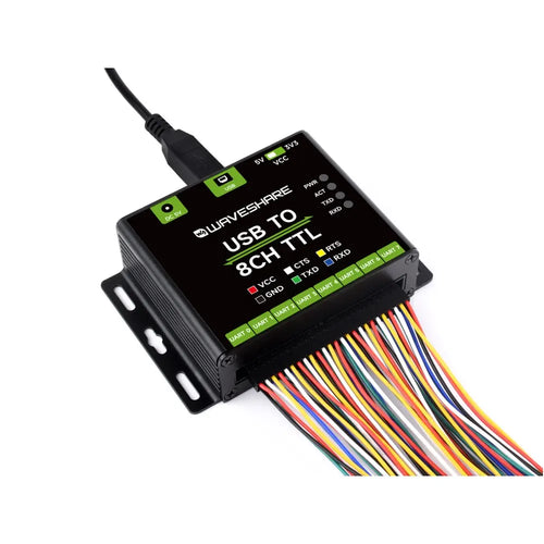 Waveshare Industrial USB to 8CH TTL Converter, USB to UART, Multi Protection Circuits, USB to TTL Adapter