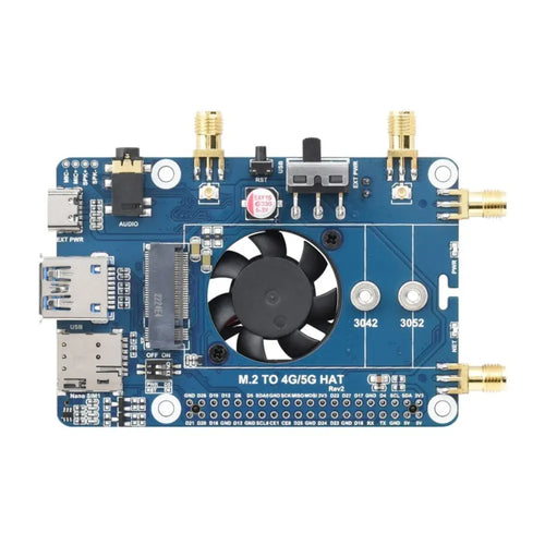 Waveshare RM500x / RM502x 5G HAT for Raspberry Pi, Quad Antennas LTE-A, Multi Band, 5G/4G/3G