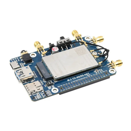 Waveshare RM500x / RM502x 5G HAT for Raspberry Pi, Quad Antennas LTE-A, Multi Band, 5G/4G/3G