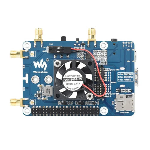 Waveshare RM502Q-AE 5G HAT for Raspberry Pi, Quad Antennas LTE-A, Multi Band, 5G/4G/3G (Case, UK)