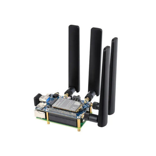 Waveshare RM520N-GL 5G HAT for Raspberry Pi w/ Case, Quad Antennas LTE-A, GNSS, 3GPP 16, 4G/3G (UK)