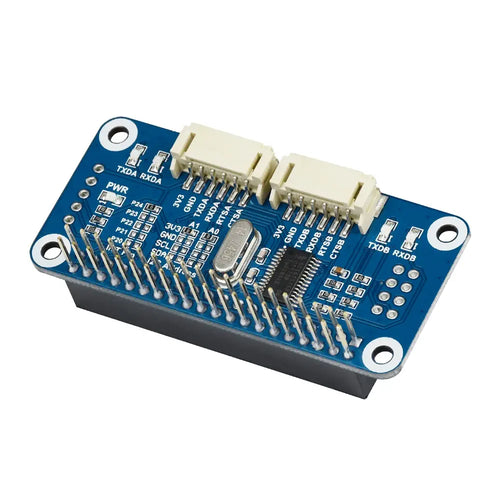 Waveshare Serial Expansion HAT for Raspberry Pi, I2C Interface, 2-Ch UART, 8 GPIOs