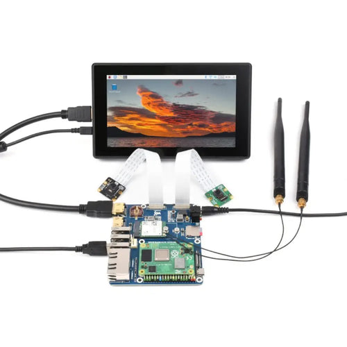 Waveshare WIFI6 Dual ETH Mini-Computer for Raspberry Pi CM4 (not Included), Onboard M.2 E (Board, Case, EU Power)