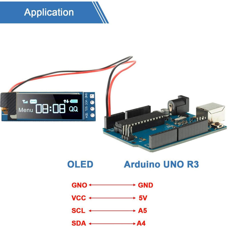 0.91 Inch I2C OLED Display Module Blue I2C OLED Screen Driver DC 3.3~5V (5x)