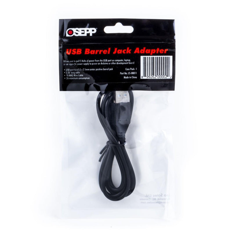3' USB to 5.5mm Barrel Jack Adapter