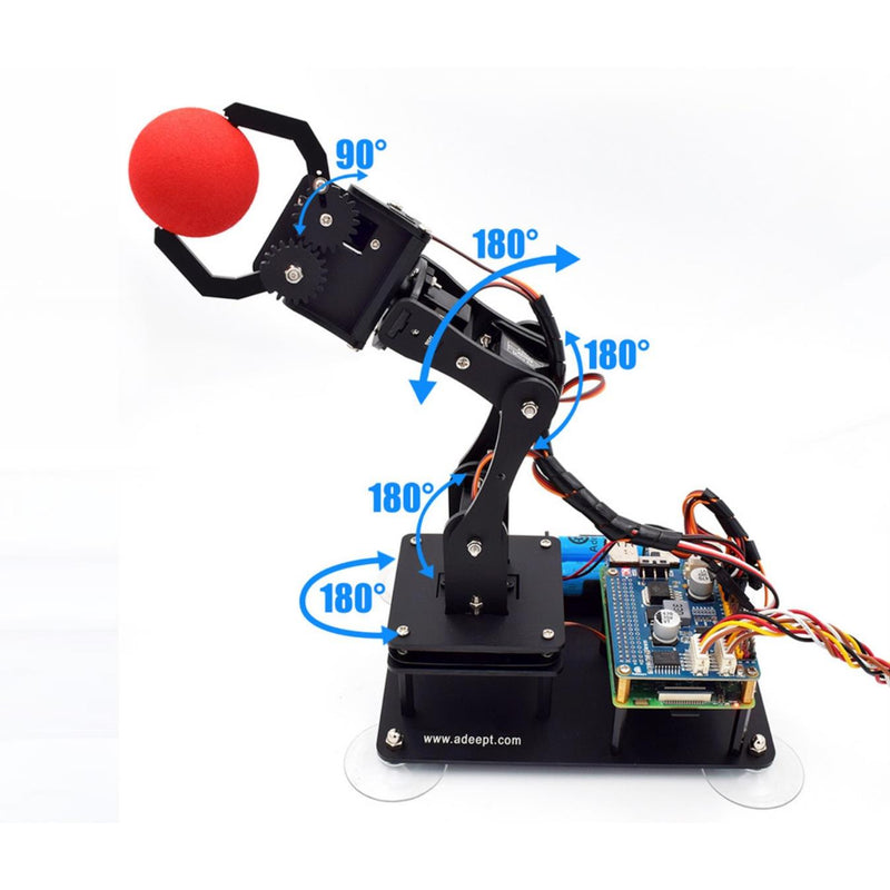 Adeept 5-DOF Programmable Robotic Arm Black Kit for Raspberry Pi