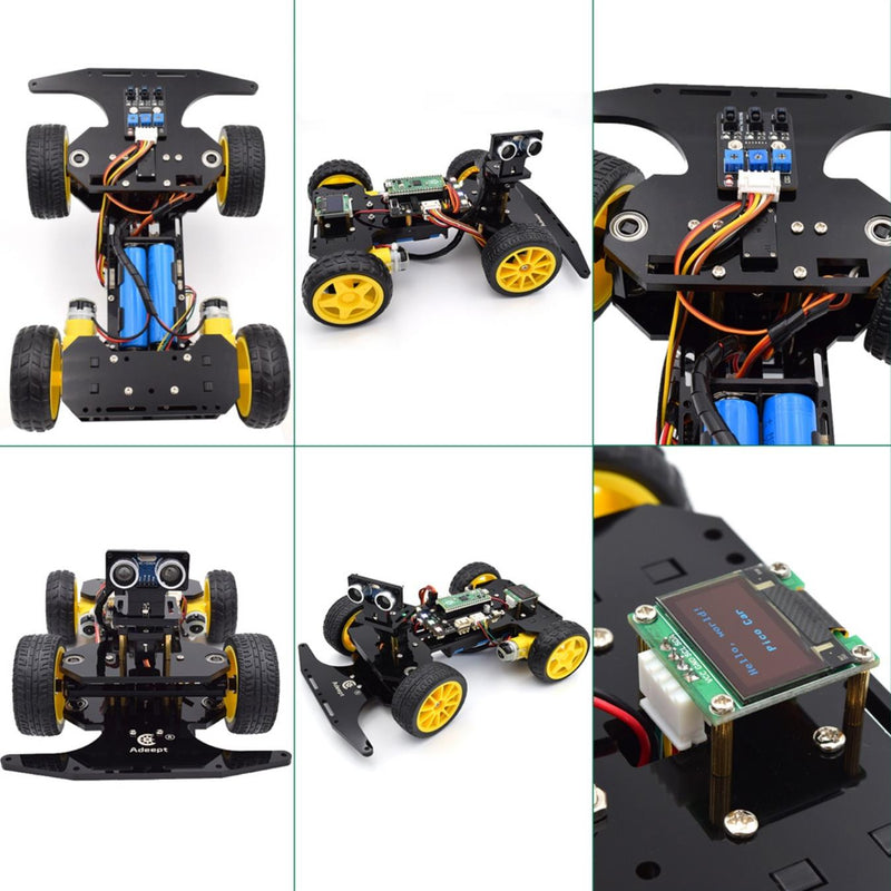 Adeept Smart RC Car Kit for RPi Pico w/ Line Tracking, Obstacle Avoidance, Display