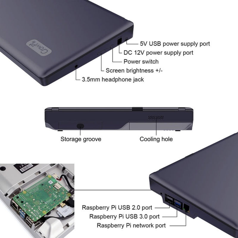 CrowPi2 Advanced - All in One Raspberry Pi Laptop & STEM Learning Platform (Silver)