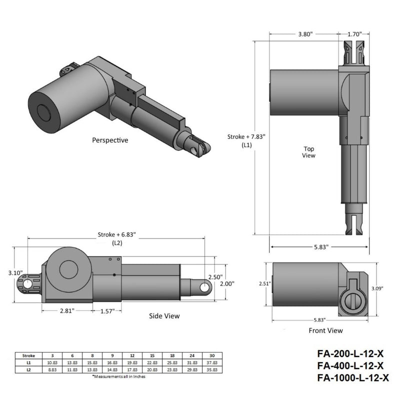 12-inch Stroke 400lb Force Linear Actuator