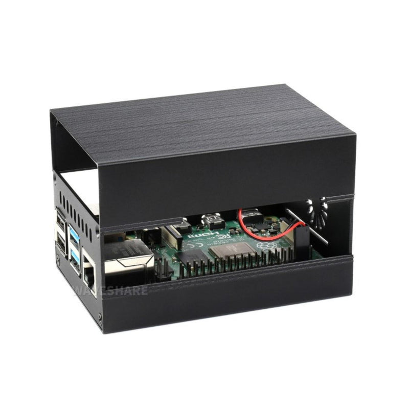 Stripe Aluminum Cooling Case for Raspberry Pi 4 Built-In Active Radiator w/ Fins
